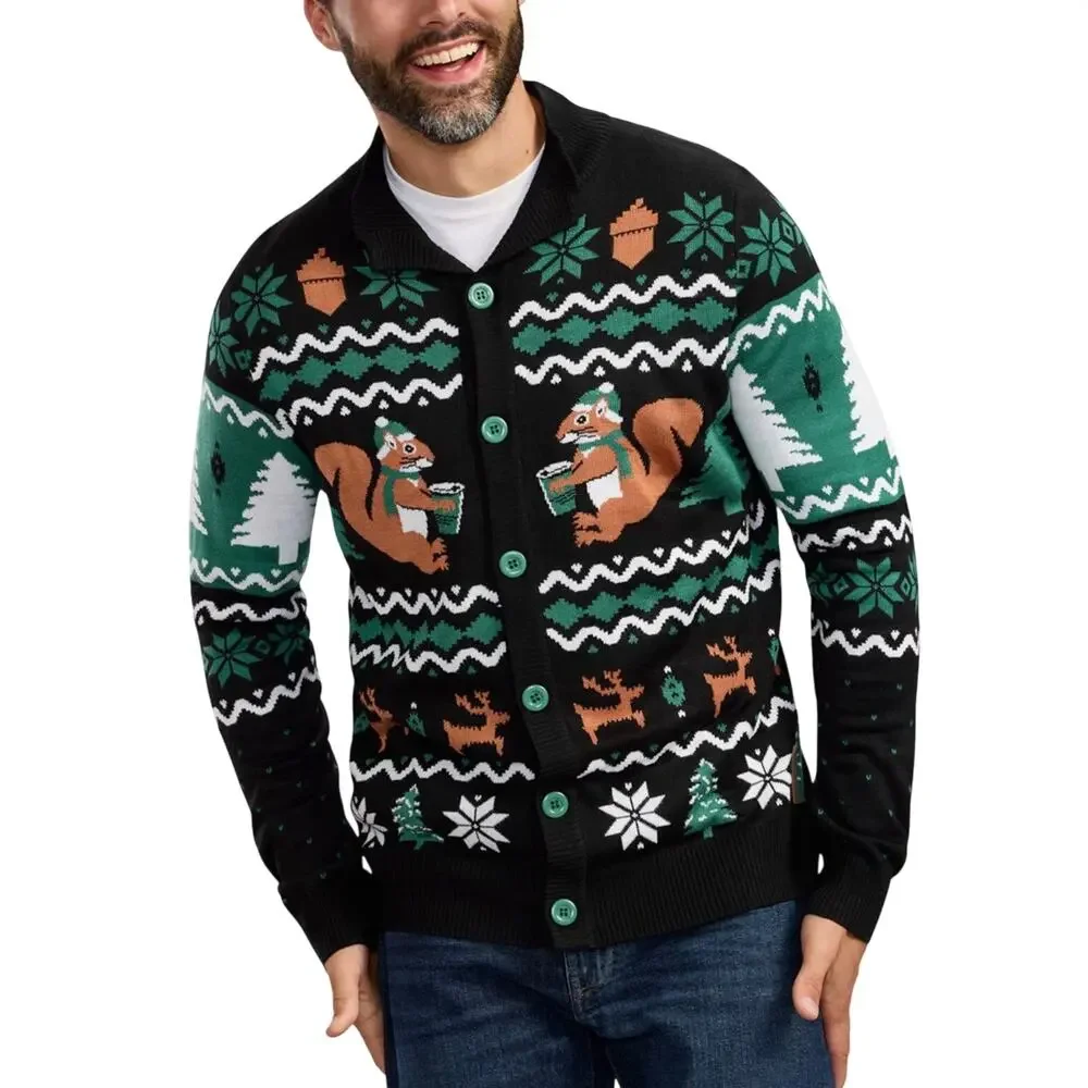 Tipsy Elves Nutty Drinking Squirrel Ugly Christmas Sweater, Unisex Large NWOT